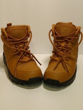 Nike Manoa Kids Ankle Boots Brown/Black Lace-Up Leather US 2 Youth BQ5373-700